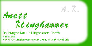 anett klinghammer business card